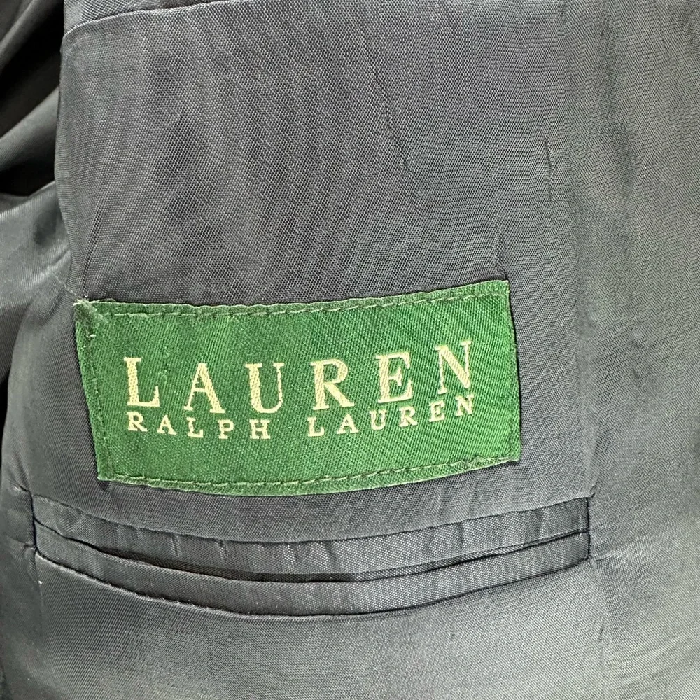 Lauren Ralph Lauren Mens Blazer Blue Herringbone‎ Silk Wool 46R Sport Coat